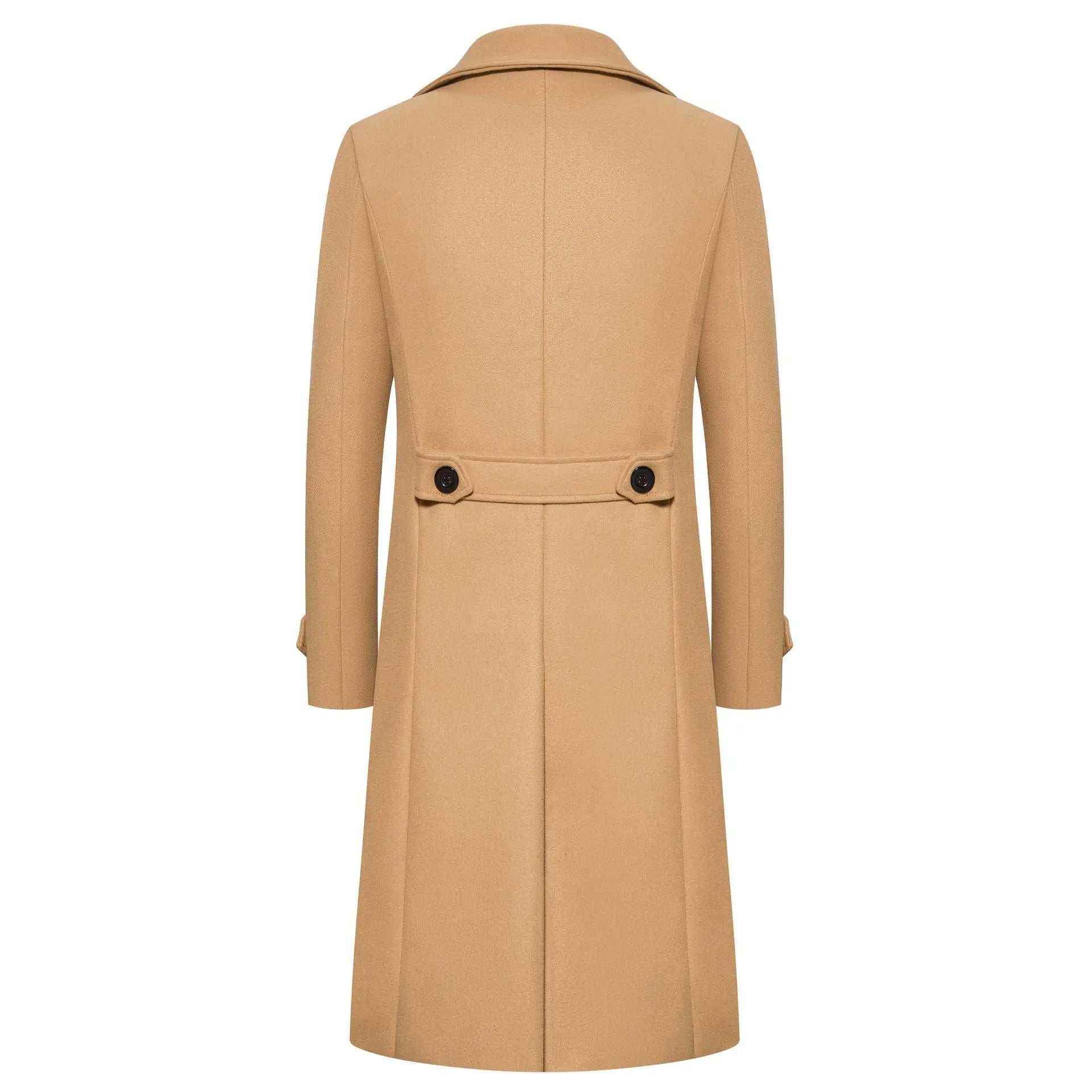 Men Double Breasted Wool Trench Coat Long Smart Casual Overcoat TAVEN System LLC