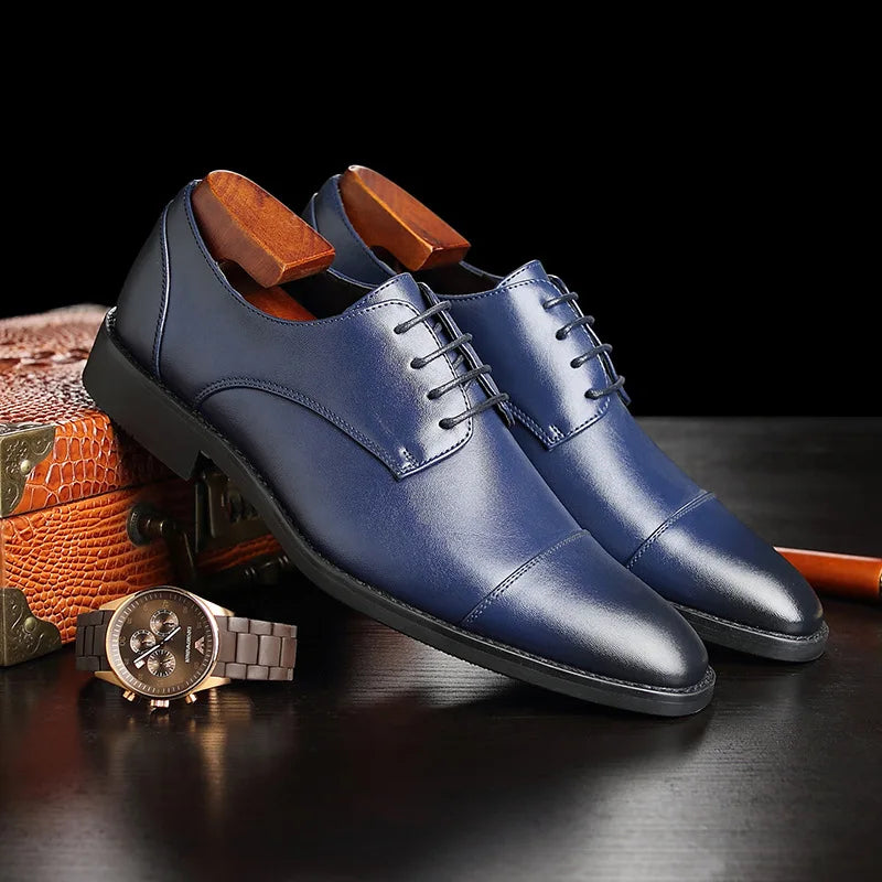 Classic Man Retro Derby Leather Shoes Lace Up Mens Business Dress Office Shoe Fashion Wedding Party Suit Oxfords British Style TAVEN System LLC