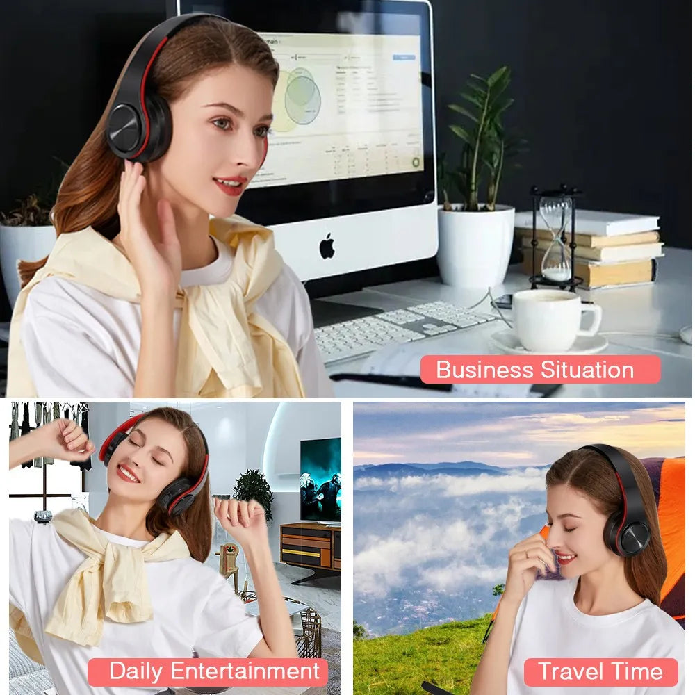 2026 Wireless Bluetooth Stereo Headset Upgrading Sports Overhead Earphone with Mic for Smart Phone TV PC Tablet - Music TAVEN System LLC