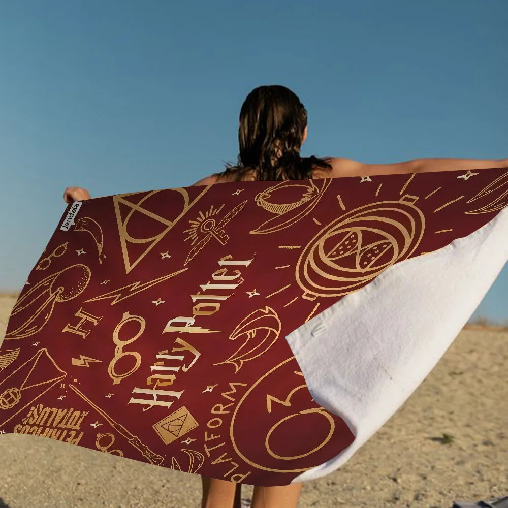 Boys-potter-Harries Logo Beach Towel Cartoon Cute Summer Large Bath Pool Beach Towel Microfiber Absorbent for Swimming Travel TAVEN System LLC