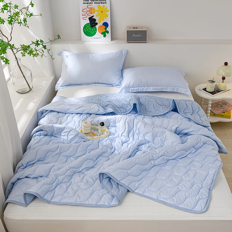 Breathable Quilted Summer Blanket Cooling Skin-friendly Comforter Soft Lightweight Quilt Well-vetilated Single Double  Duvet Set TAVEN System LLC