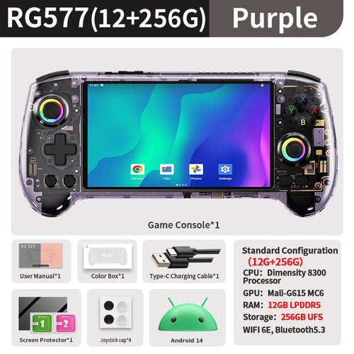ANBERNIC RG557 Handheld Game Console 5.48" AMOLED Screen Dimensity 8300 Android Retro Video Player Supports FOTA WIFI Streaming TAVEN System LLC
