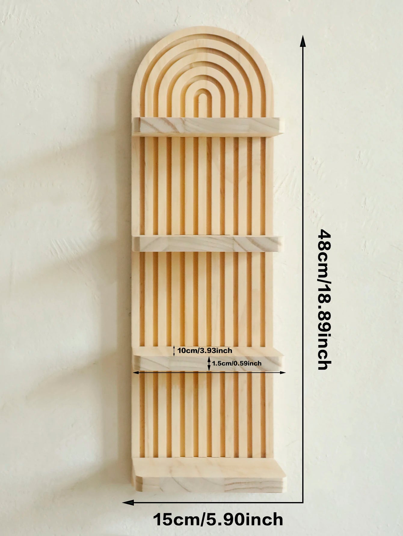 1Pc Boho Style Wooden Wall Shelves - Geometric Wall Mounted Shelves, Natural Wood Finish, Modern Home Decor, Plant Decorative TAVEN System LLC