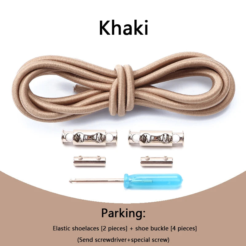 1 Pair No tie Shoelaces For Sneakers Elastic Shoelace Metal Spring Lock Man And Woman Shoe Accessories Lazy Shoe Laces 100cm TAVEN System LLC