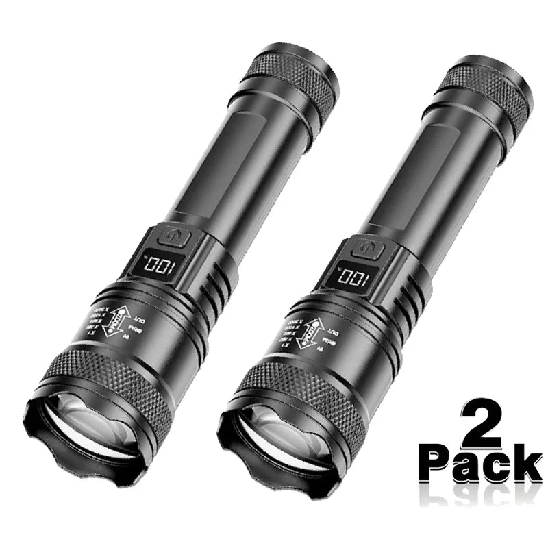 100000LM Super Bright Flashlight Type-C Rechargeable LED Torch Long Range Tactical Lamp for Outdoor Waterproof Camping Lantern TAVEN System LLC