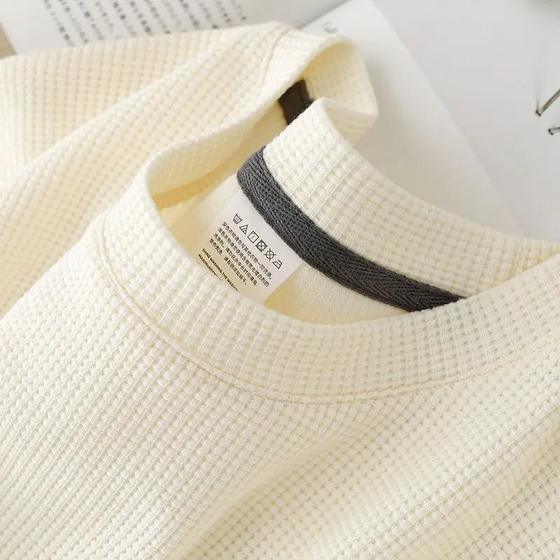 Men's New Summer Waffle Round Neck Short Sleeve T-Shirt Comfortable Breathable Short-Sleeved Top for Casual Wear TAVEN System LLC