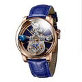 PINDU Design Man Wristwatch Transparent Hollow Design Celestial Roulette Quartz Watches Water Resistant Leather Men's Watch Box - TAVEN System LLC
