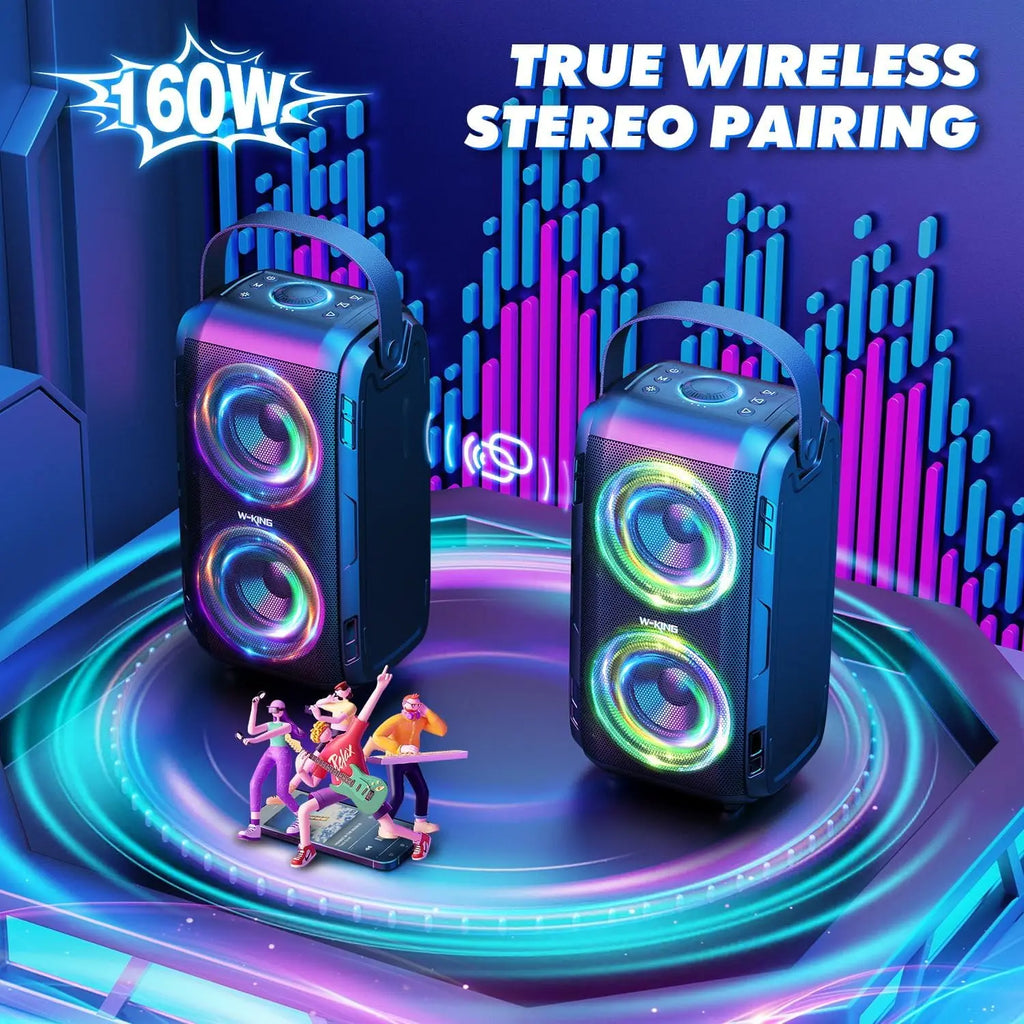 W-KING T9-2 80W RMS Party Portable Speakers Bluetooth Wireless Boombox with 4 Drivers (2*4.04'' Woofer), Huge 105dB Sound Large Party Box TAVEN System LLC