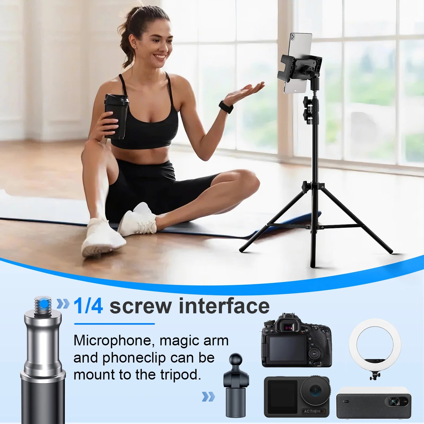 Xnyocn Tripod Floor Tablet Stand Adjustable Holder Mount Support for iPad Air Pro 12.9 Mini Xiaomi 4-13 Inch Lazy Holder Bracket TAVEN System LLC