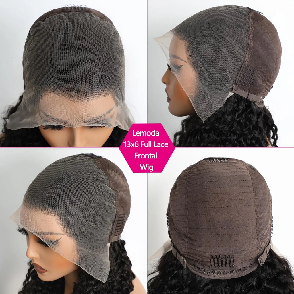 Lemoda 30 Inch 13x6 Full Lace Frontal Wigs 200% Density 15A Deep Wave Wigs Human Hair HD Lace Frontal Wigs Pre Plucked Wig TAVEN System LLC
