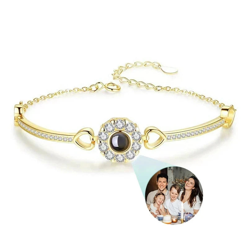 Custom Bracelet With Picture Inside Personalized Stainless Photo Projection Box Chain Bracelet Anniversary Memorial Jewelry Gift TAVEN System LLC