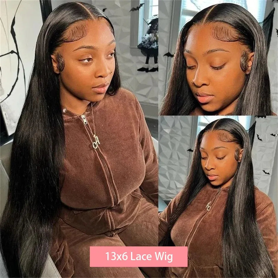 Color: Natural Color, Stretched Length: 30inches, Density: 180% - 30 32 Inch 13x4 13x6 Lace Front Human Hair Wigs Straight Transparent Lace Human Hair Wigs Pre Plucked For Black Women Bling Hair Taven