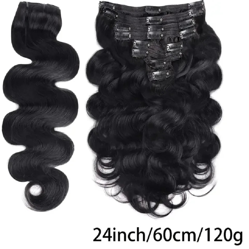 Body Wave Clip In Brazilian Virgin Human Hair Extensions