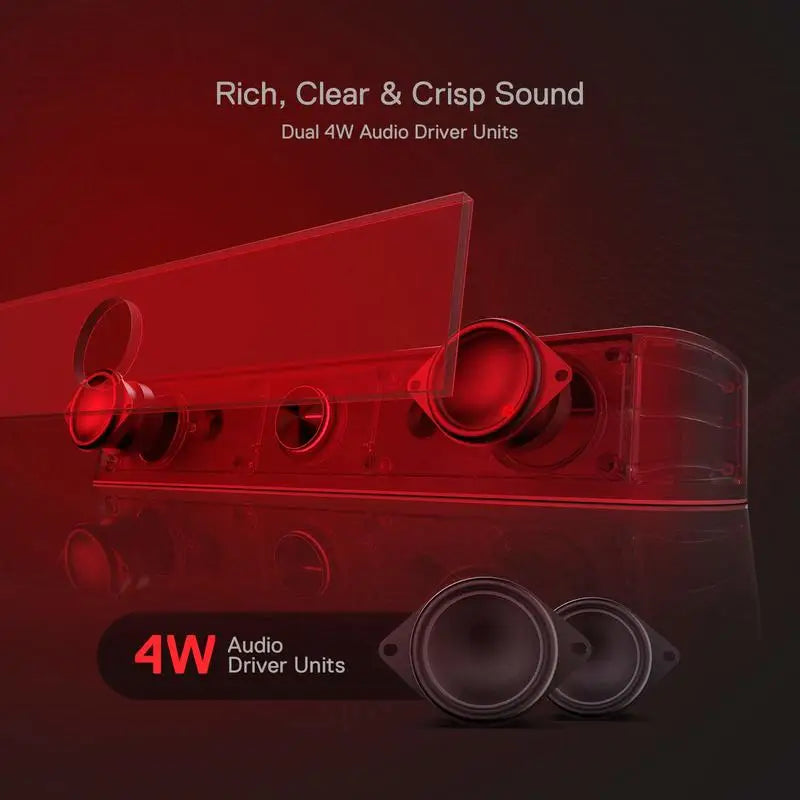 Redragon GS560 Adiemus RGB USB Desktop Soundbar, 2.0 Channel Computer Speaker with Dynamic Lighting Bar Audio-Light Sync/Display TAVEN System LLC