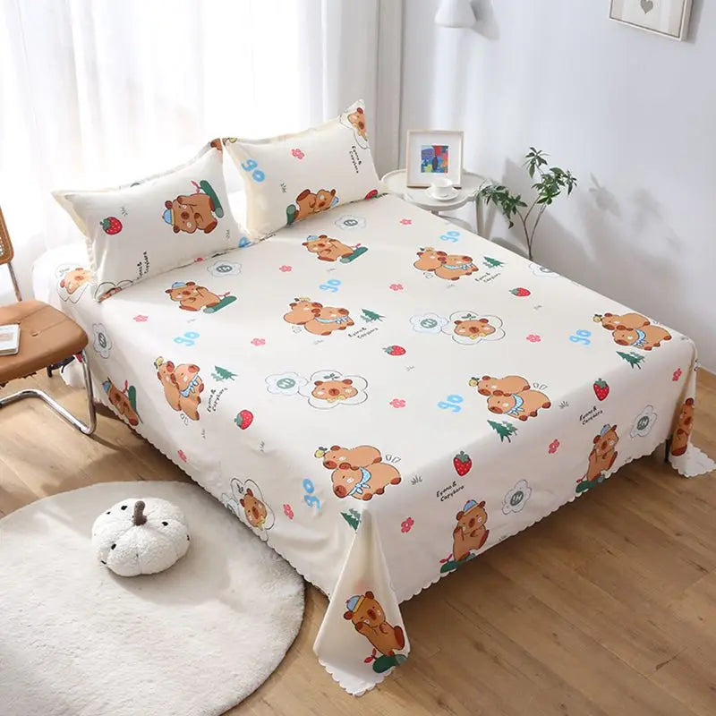 Queen Size Bed Sheet Single Soft Brushed Cotton Bedding Rustic Design All Seasons Breathable 1.6m Double Bed Sheet TAVEN System LLC