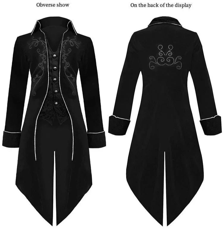 Men Velvet Gothic Tailcoat Vampire Cosplay Jacket Party Coat TAVEN System LLC