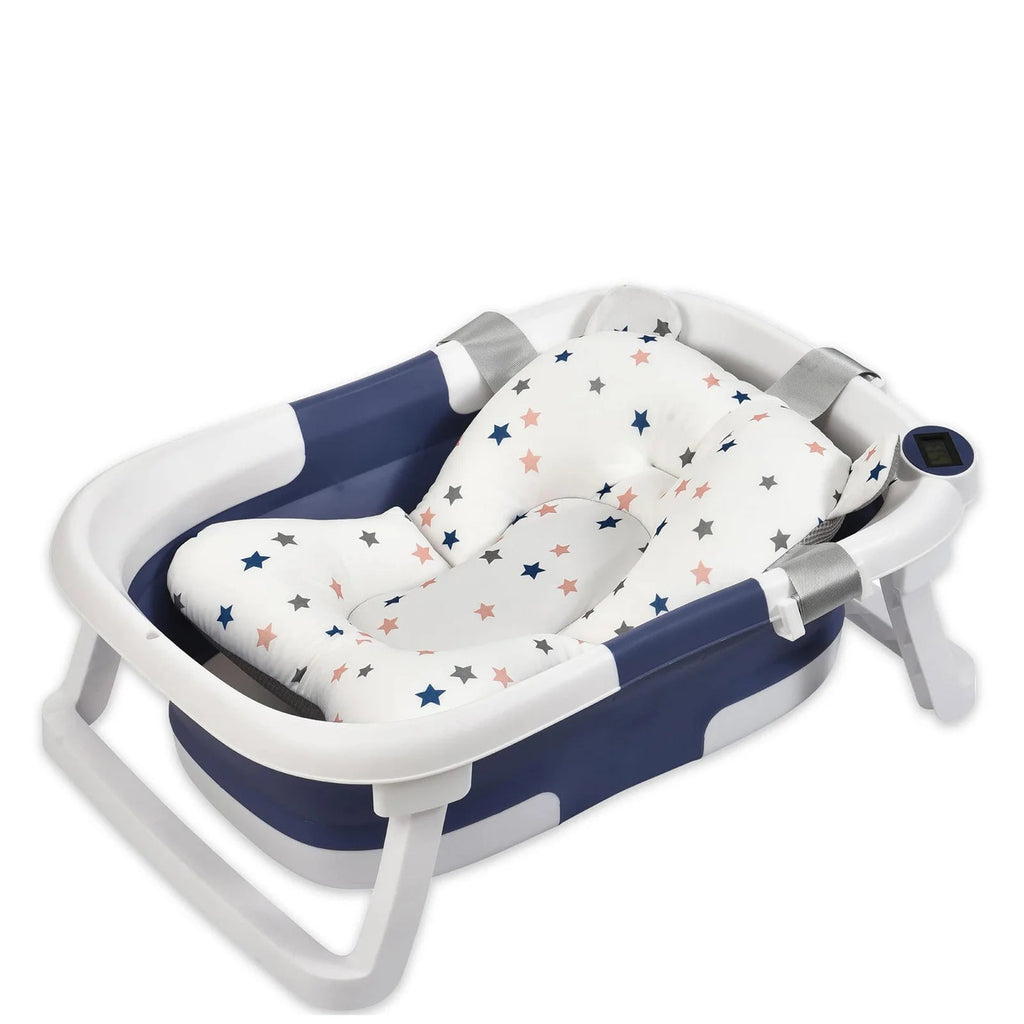 Foldable Baby Bath Tub with Bath Cushion Infant Tub with Thermometer Non-Slip Collapsible Baby Bathtub Newborn to Toddler TAVEN System LLC