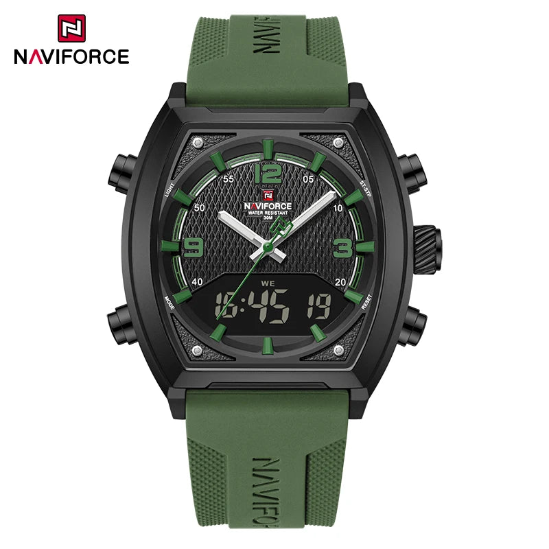NAVIFORCE Men's Watch Business Simple Original Quartz Watches for Man Waterproof Luminous Silica Band Quartz Analog LCD Display - TAVEN System LLC