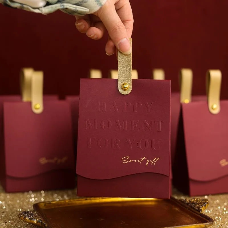 10pcs Creative Leather Portable Gift Box High-end Portable Wedding Candy Paper Box Party Packaging Supplies Paper Box TAVEN System LLC