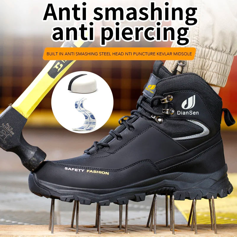 Mens Safety Shoes With Steel Toe Waterproof Boots Puncture Proof Anti-smash Mens Outdoor Work Sneakers Construction Work Shoes TAVEN System LLC