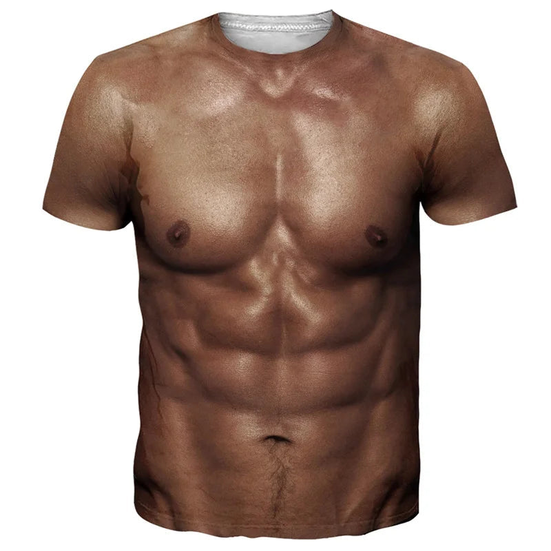 Funny Bikini Graphic T Shirts For Men 3d Printed Fake Abs Muscle Short Sleeve T-shirt Women Cosplay Costume Novelty Tees Shirt TAVEN System LLC