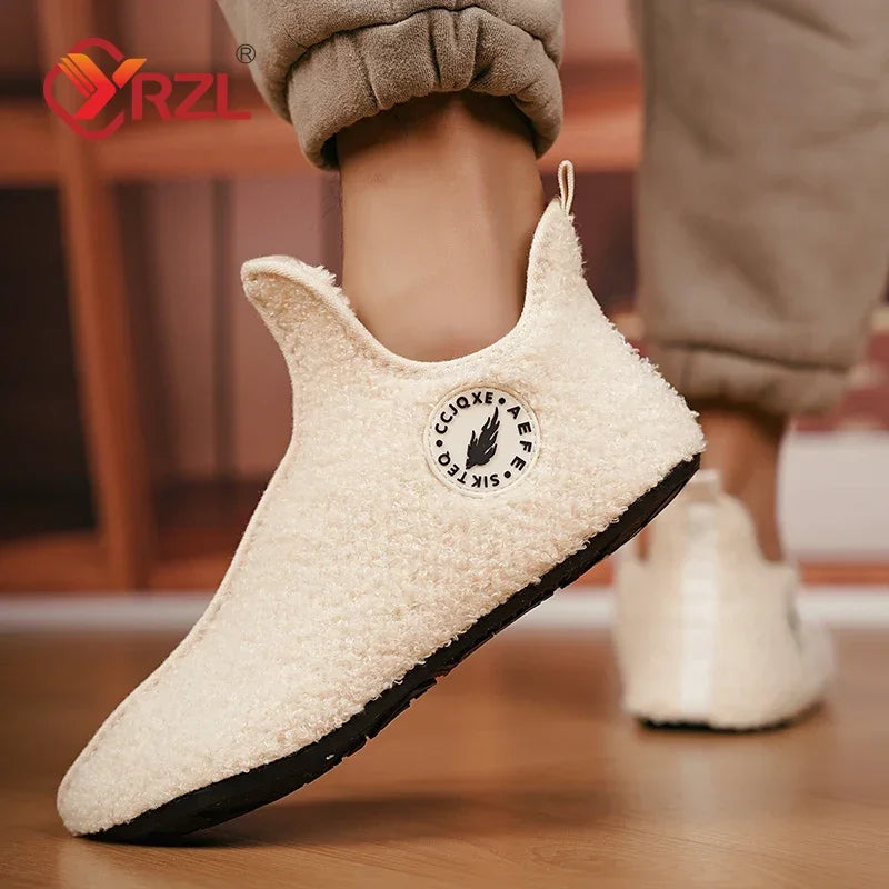 YRZL Winter Slippers Men Indoor Slippers Non-slip Warm Women and Men Slipper Ankle Soft Shoes Comfortable Flat Home Cotton Shoes TAVEN System LLC