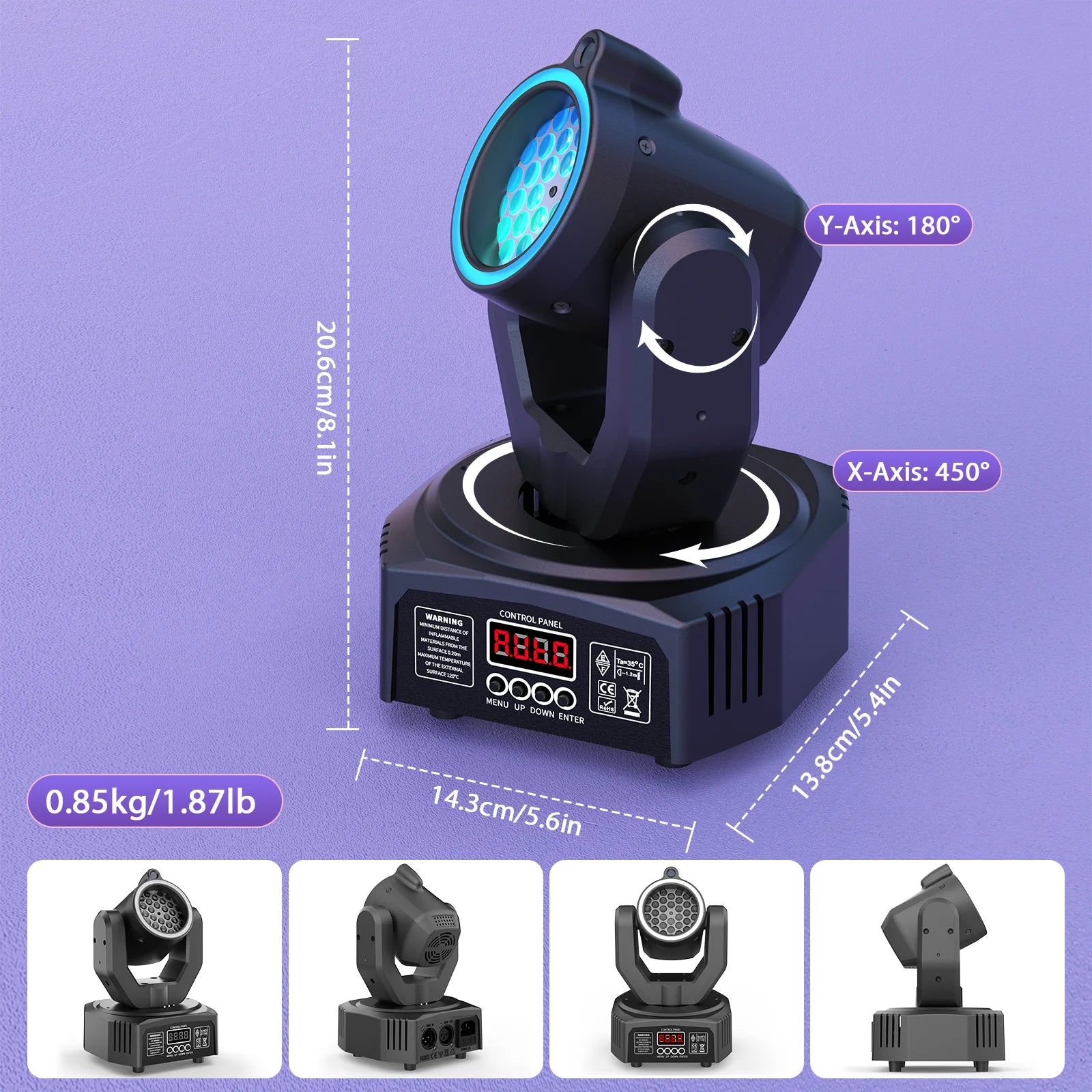 U'King Mini 30W Beam Pattern Moving Head Light RGB DMX Sound Activated Strobe Effect Stage Light for DJ Disco Party Christmas TAVEN System LLC