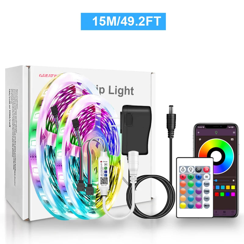 LED Strip Lights RGB 5050 LED Strips Bluetooth APP Control Color Changing DC 12V 30LEDS/M Per Meter For Bedroom Room Kitchen Bar TAVEN System LLC