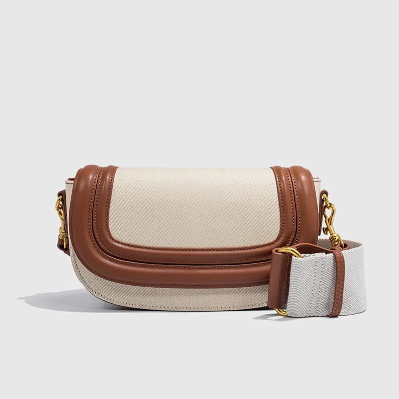 Women Wide Strap PU Shoulder Bag Underarm Baguette Crossbody Bag TAVEN System LLC