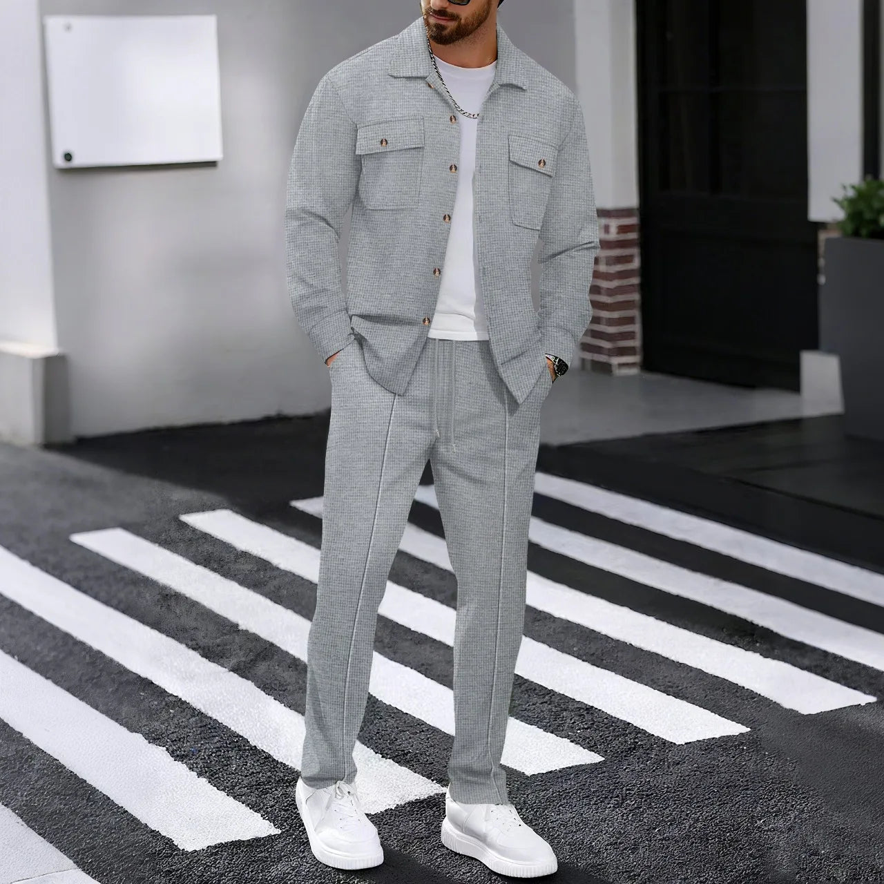 Tracksuit Set Long Sleeve Workwear Cardigan Pants TAVEN System LLC