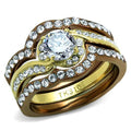 TK2669 - IP Gold & IP Light Brown (IP Light coffee) Stainless Steel Ring with AAA Grade CZ  in Clear TAVEN System LLC