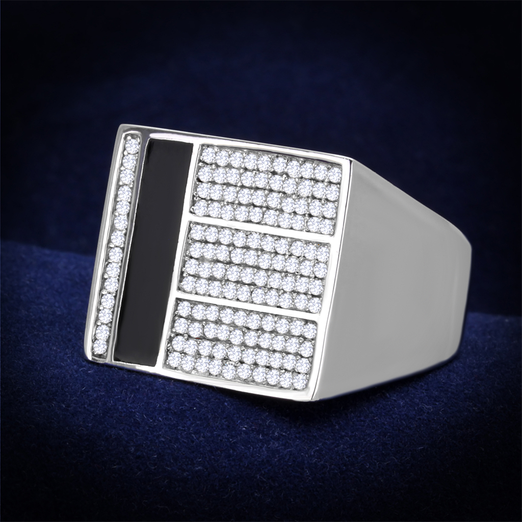 TS222 - Rhodium 925 Sterling Silver Ring with AAA Grade CZ  in Clear TAVEN System LLC