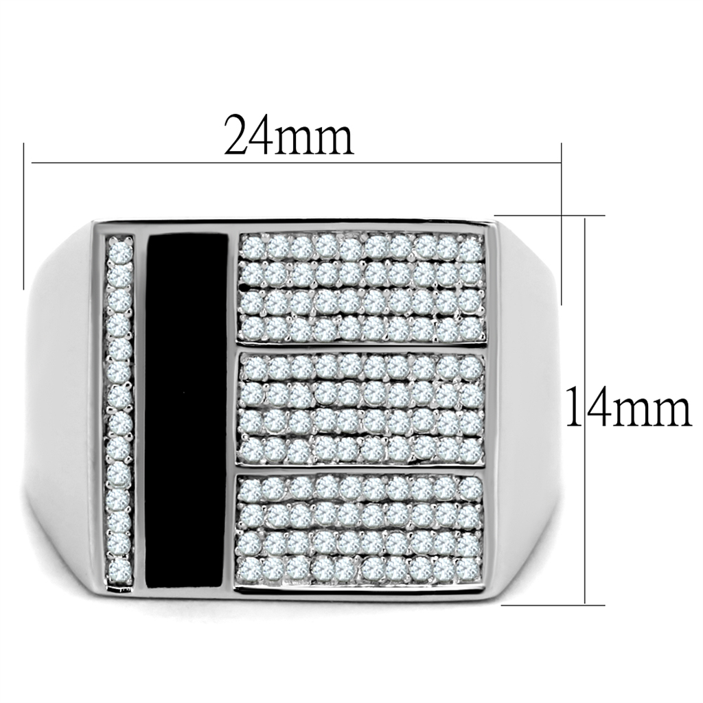 TS222 - Rhodium 925 Sterling Silver Ring with AAA Grade CZ  in Clear TAVEN System LLC