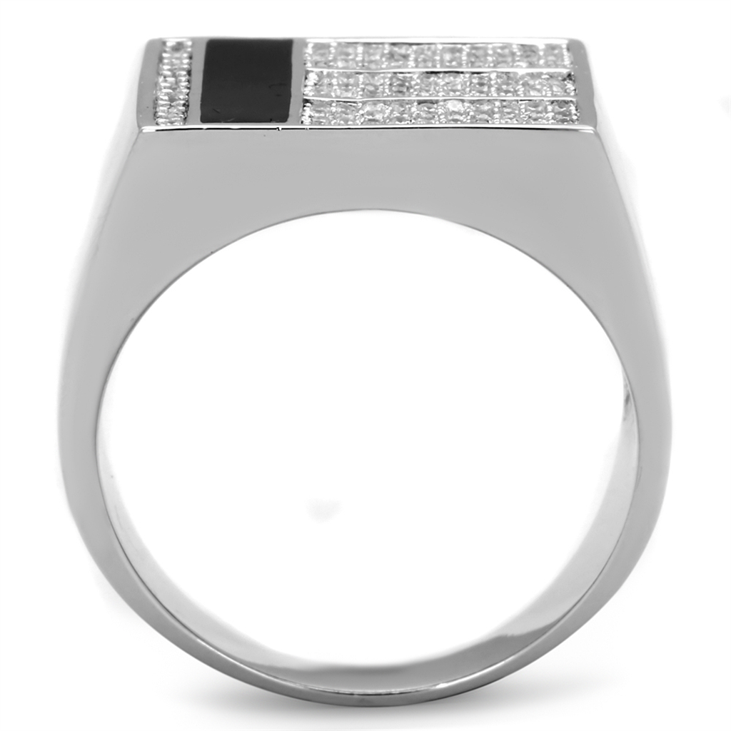 TS222 - Rhodium 925 Sterling Silver Ring with AAA Grade CZ  in Clear TAVEN System LLC