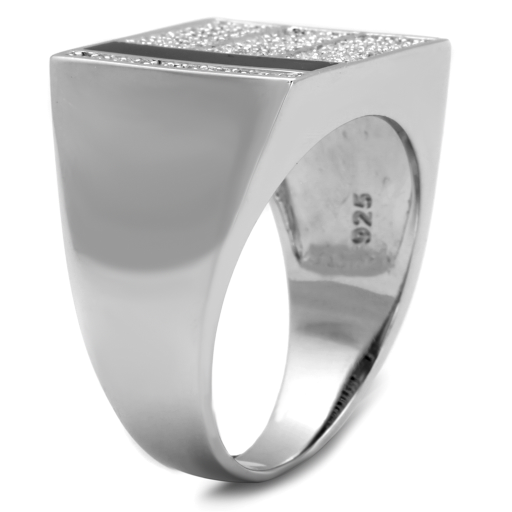 TS222 - Rhodium 925 Sterling Silver Ring with AAA Grade CZ  in Clear TAVEN System LLC