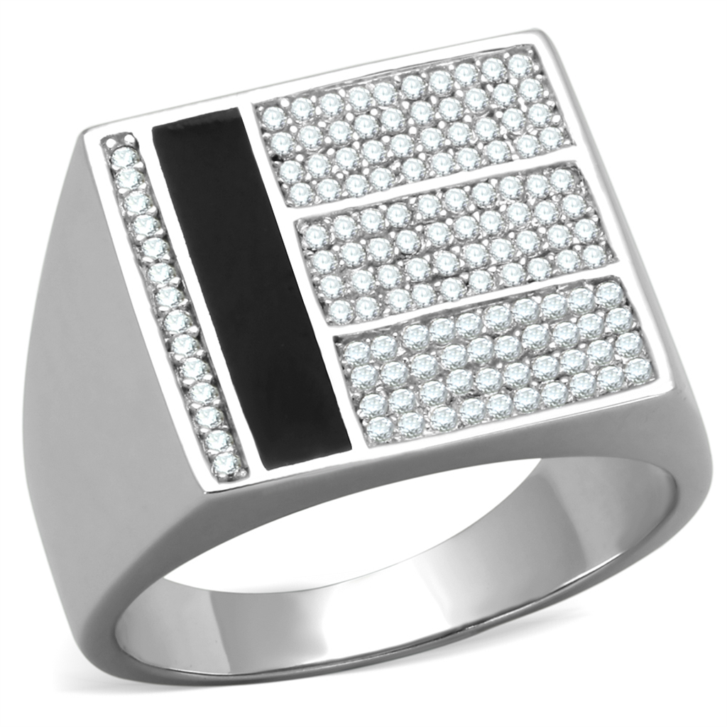TS222 - Rhodium 925 Sterling Silver Ring with AAA Grade CZ  in Clear TAVEN System LLC
