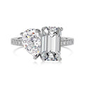 Color: DY121040SWWH, Size: 7 - S925 Sterling Silver Double Main Stone Ring For Women Taven