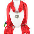 Snowflake Pendant Red Fashion Scarf Necklace Taven