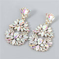 Rhinestone Floral Abstract Prints U.S. Party Fashion Women Alloy Wholesale Costume Earrings - Luminous White Taven