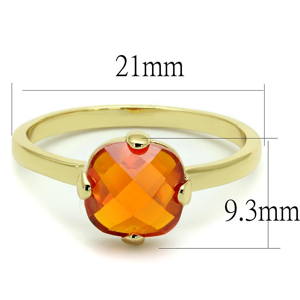 LO4079 - Flash Gold Brass Ring with AAA Grade CZ  in Orange Taven