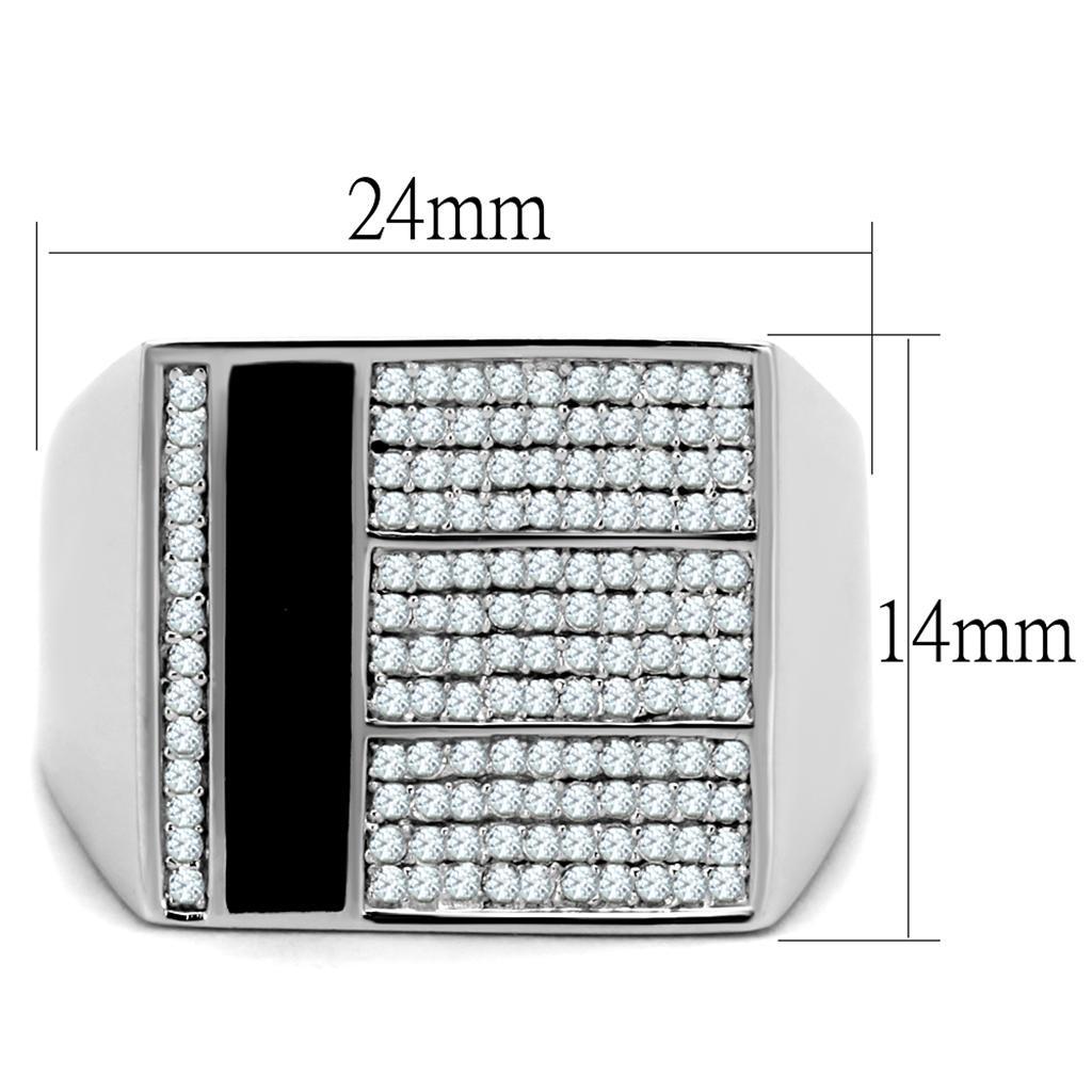 TS222 - Rhodium 925 Sterling Silver Ring with AAA Grade CZ  in Clear TAVEN System LLC