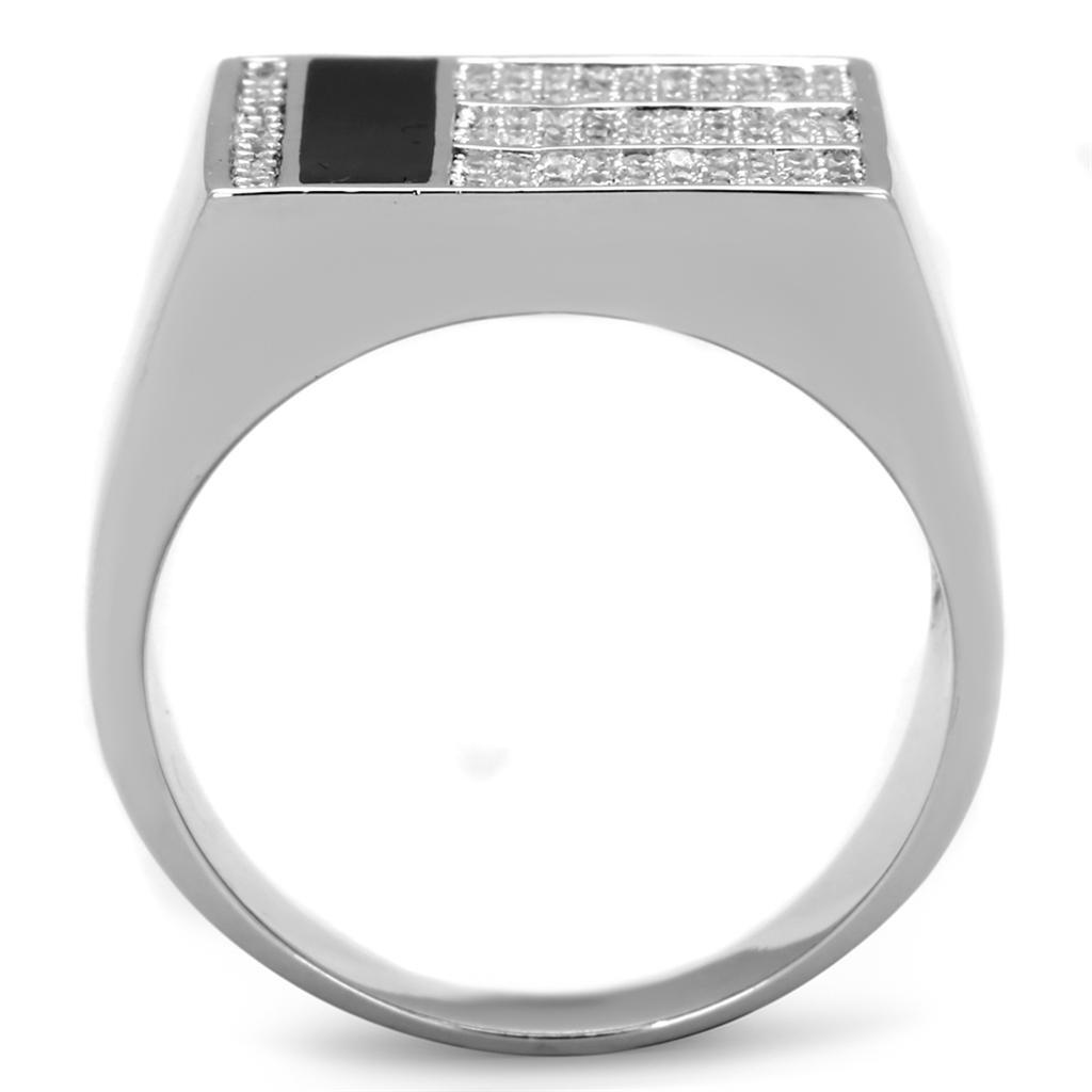 TS222 - Rhodium 925 Sterling Silver Ring with AAA Grade CZ  in Clear TAVEN System LLC
