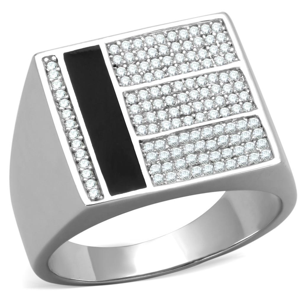 TS222 - Rhodium 925 Sterling Silver Ring with AAA Grade CZ  in Clear TAVEN System LLC